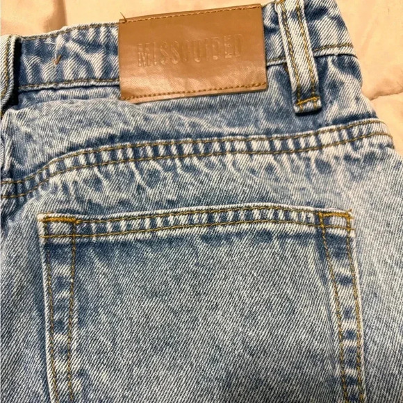 Missguided jeans Women's Blue Fold Over Straight Leg Jean size 4 - Picture 6 of 8